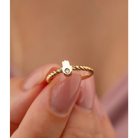 14K Solid Gold Twisted Ring - Rings