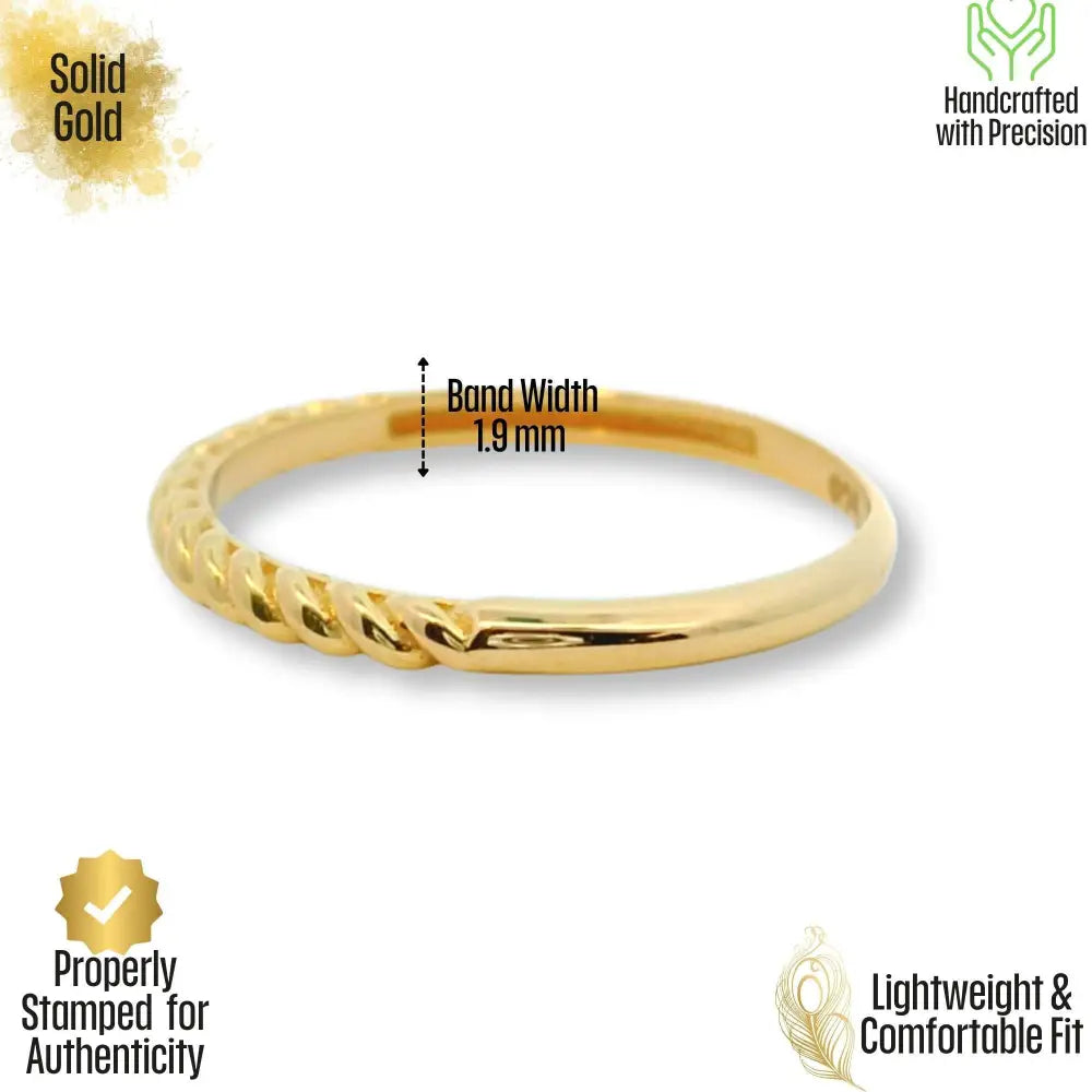 14K Solid Gold Twisted Rope Wedding Band Infinity Knot Promise Ring