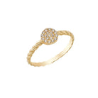 14K Solid Gold Twisted Round CZ Ring - Rings