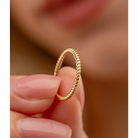 14K Solid Gold Twisted Skinny Band Thin Stacking Ring - Rings