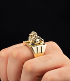 14K Solid Gold Unique Fantasy Gold Lion Ring - Rings