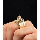 14K Solid Gold Unique Fantasy Gold Lion Ring - Rings