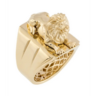 14K Solid Gold Unique Fantasy Gold Lion Ring - Rings