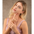 14K Solid Gold V Shaped CZ Chevron Ring - Rings