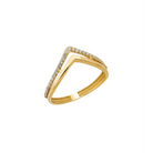 14K Solid Gold V Shaped CZ Chevron Ring - Rings