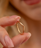 14K Solid Gold V Shaped Stackable Ring - Rings