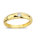 14K Solid Gold Wedding Band 2.2 mm Dome Simulated Diamond Ring