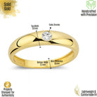 14K Solid Gold Wedding Band 2.2 mm Dome Simulated Diamond Ring