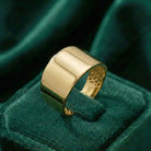 14K Solid Gold Wide Cigar Ring 14mm Bold Statement Band for Men Women Chunky Plain Gold Wedding Band Large Unisex Ring