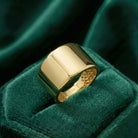14K Solid Gold Wide Cigar Ring 14mm Bold Statement Band for Men Women Chunky Plain Gold Wedding Band Large Unisex Ring