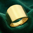 14K Solid Gold Wide Cigar Ring 14mm Bold Statement Band for Men Women Chunky Plain Gold Wedding Band Large Unisex Ring