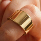 14K Solid Gold Wide Cigar Ring 14mm Bold Statement Band for Men Women Chunky Plain Gold Wedding Band Large Unisex Ring