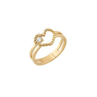 14K Solid Real Gold Double Wedding Band with Round Cz - Rings