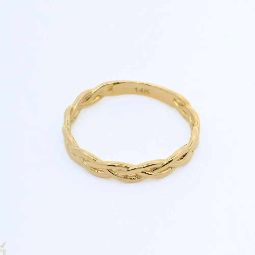 14K Yellow Gold Braided Wedding Band Celtic Knot Ring
