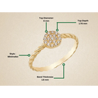 14K Yellow Gold Braided Wedding Ring with Simulated Diamond for Woman