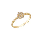 14K Yellow Gold Braided Wedding Ring with Simulated Diamond for Woman