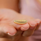 14K Yellow Gold Croissant Dome Ring Chunky Statement Ring