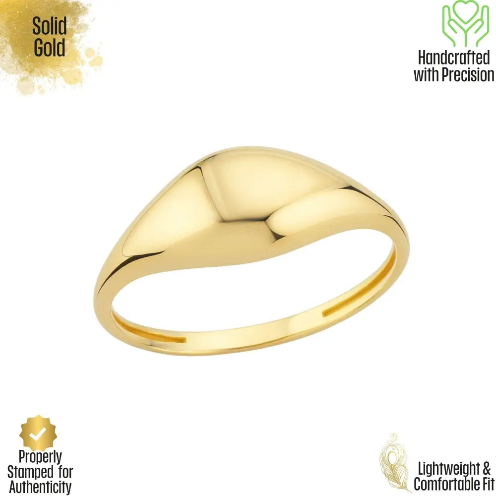 14K Yellow Gold Dome Ring Chunky Signet Style
