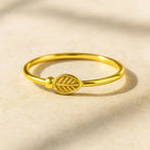 14K Yellow Gold Floral Leaf Band Ring Nature Inspired Wedding Jewelry