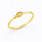 14K Yellow Gold Floral Leaf Band Ring Nature Inspired Wedding Jewelry