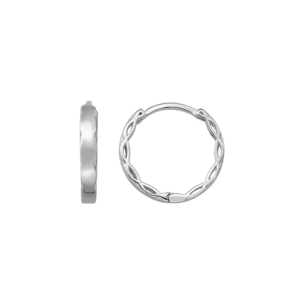 14K Yellow Gold Infinity Braid Huggie Earrings | Twisted Rope Knot Hoops for Women - Single (1 Earring) / 14K White