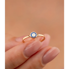 14KYellow Gold Circle Evil Eye Ring Blue - Rings