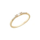 Baguette Engagement Ring 14K Solid Yellow Gold CZ Diamond Wedding Band