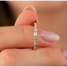 Baguette Engagement Ring 14K Solid Yellow Gold CZ Diamond Wedding Band