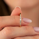 Baguette Engagement Ring 14K Solid Yellow Gold CZ Diamond Wedding Band