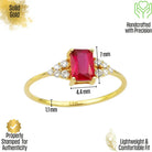 Baguette Ruby 14K Gold Ring Vintage Style with Simulated Diamonds