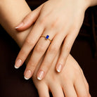 Baguette Sapphire Ring 14K Gold Bezel Setting Minimalist Wedding Ring for Women