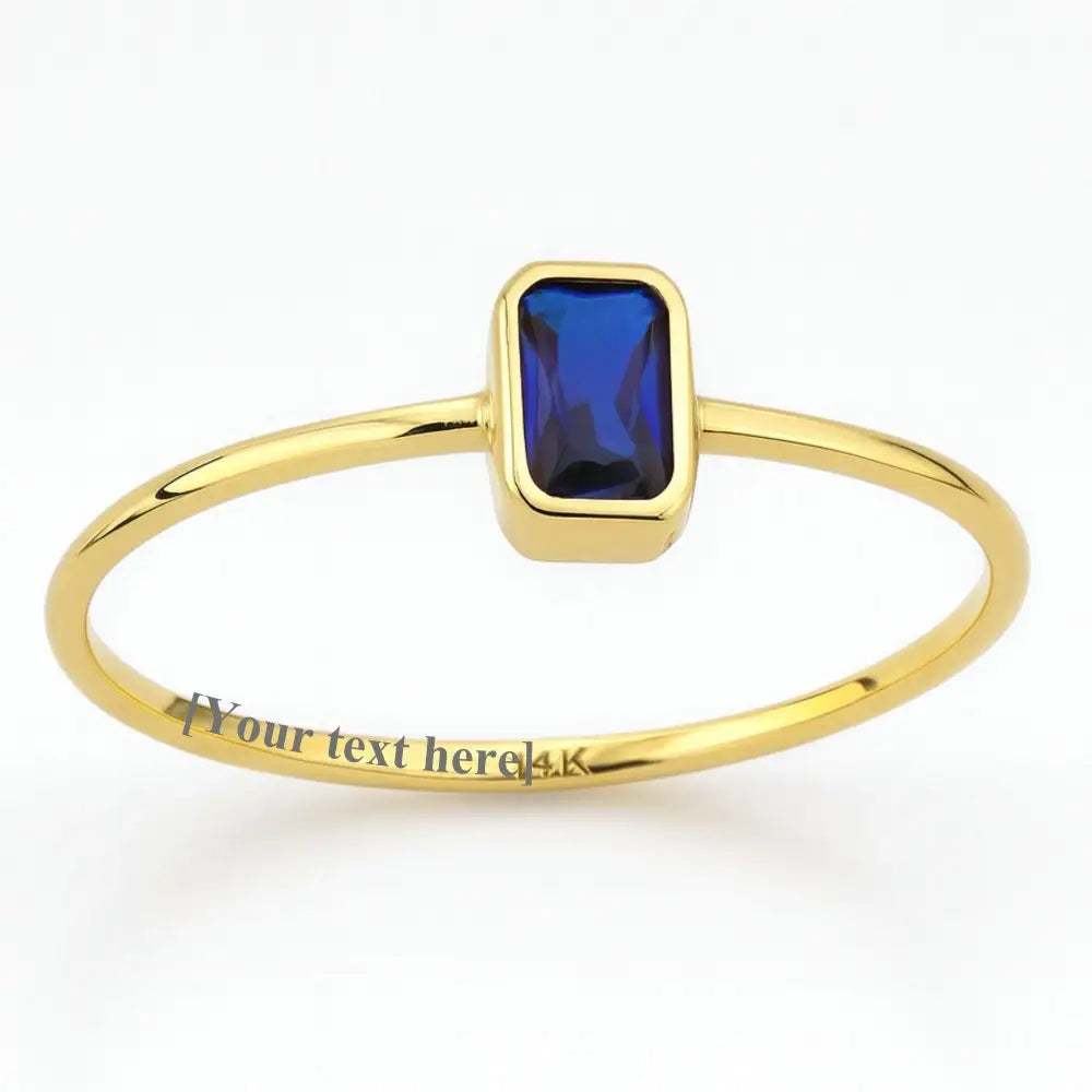 Baguette Sapphire Ring 14K Gold Bezel Setting Minimalist Wedding Ring for Women