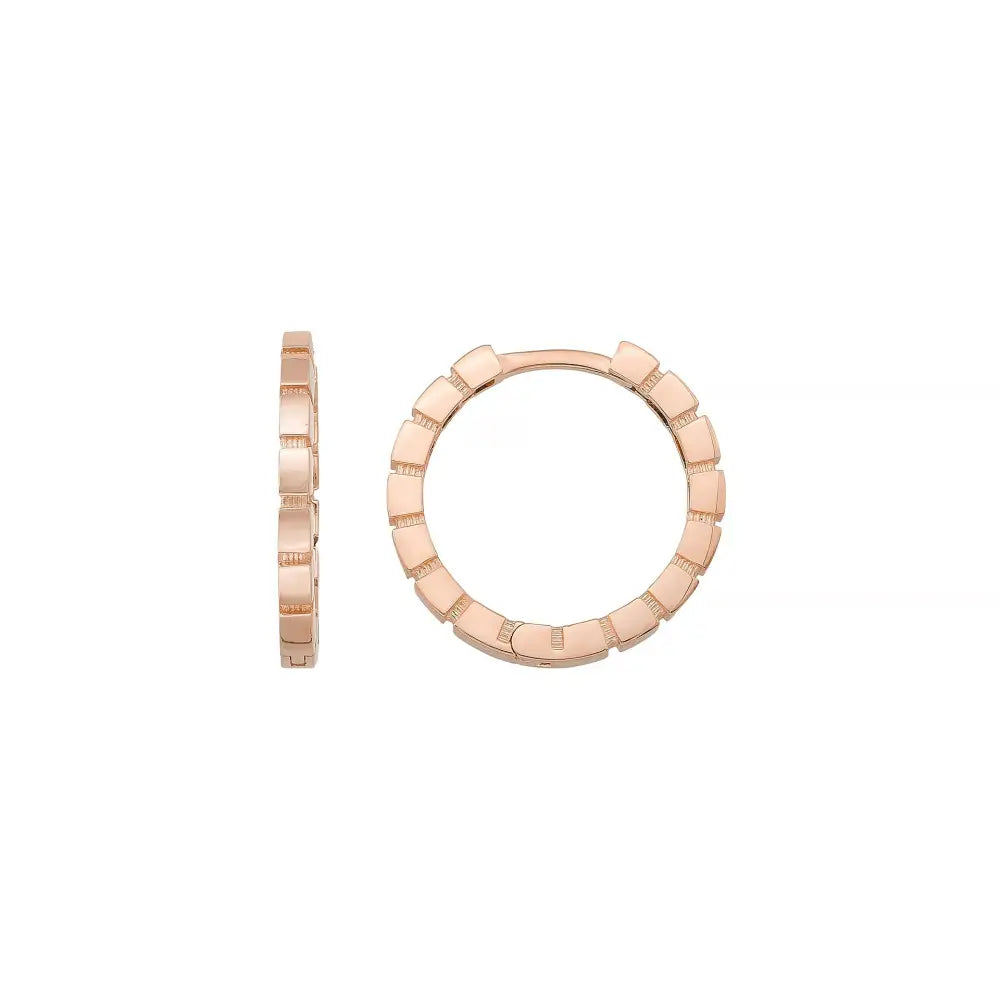 Beaded Huggies Hoop Earrings 14K Solid Gold | Ribbed Braided Statement Hoops Wedding Huggy Earrings for Women - Single