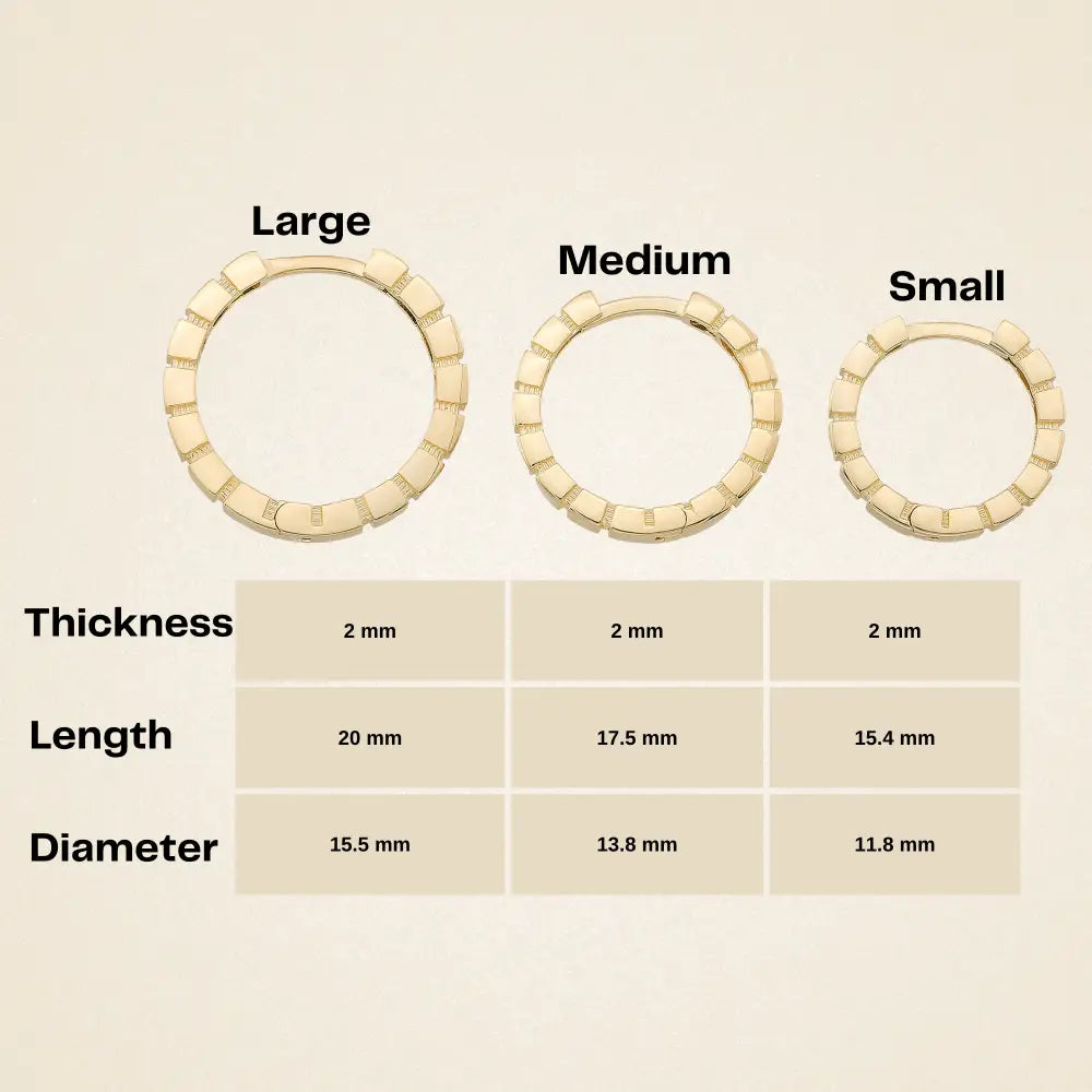 Beaded Huggies Hoop Earrings 14K Solid Gold | Ribbed Braided Statement Hoops Wedding Huggy Earrings for Women - Hoop