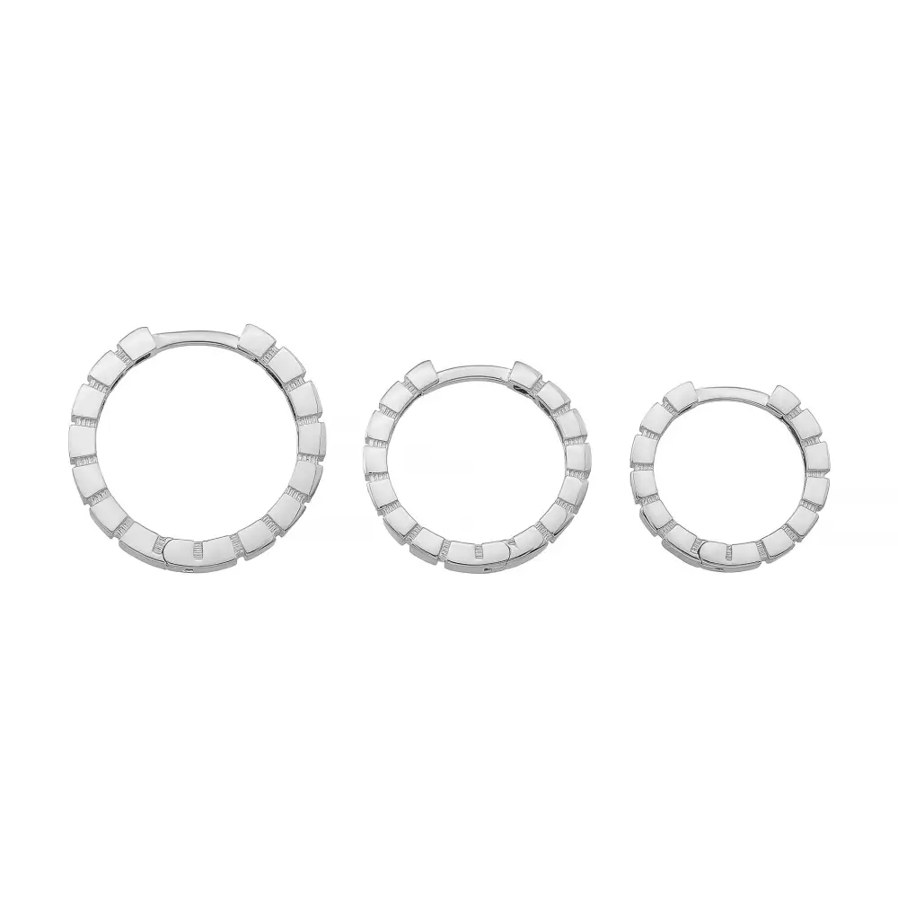 Beaded Huggies Hoop Earrings 14K Solid Gold | Ribbed Braided Statement Hoops Wedding Huggy Earrings for Women - Hoop