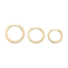 Beaded Huggies Hoop Earrings 14K Solid Gold | Ribbed Braided Statement Hoops Wedding Huggy Earrings for Women - Hoop
