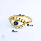 Blue Sapphire Evil Eye Ring – 14K Solid Gold Dainty September Birthstone Gift for Women