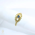 Blue Sapphire Evil Eye Ring – 14K Solid Gold Dainty September Birthstone Gift for Women