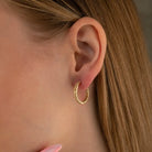 Braided Earrings Huggie Hoop Earrings 14K Solid Gold Ribbed Hoop Earring Three Type of 11.5 mm 13 mm and 15.5 mm