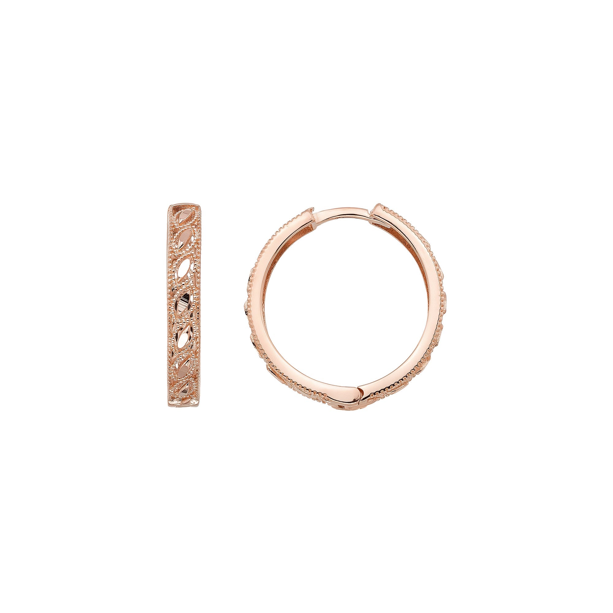 Braided Earrings Huggie Hoop Earrings 14K Solid Gold Ribbed Hoop Earring Three Type of 11.5 mm 13 mm and 15.5 mm