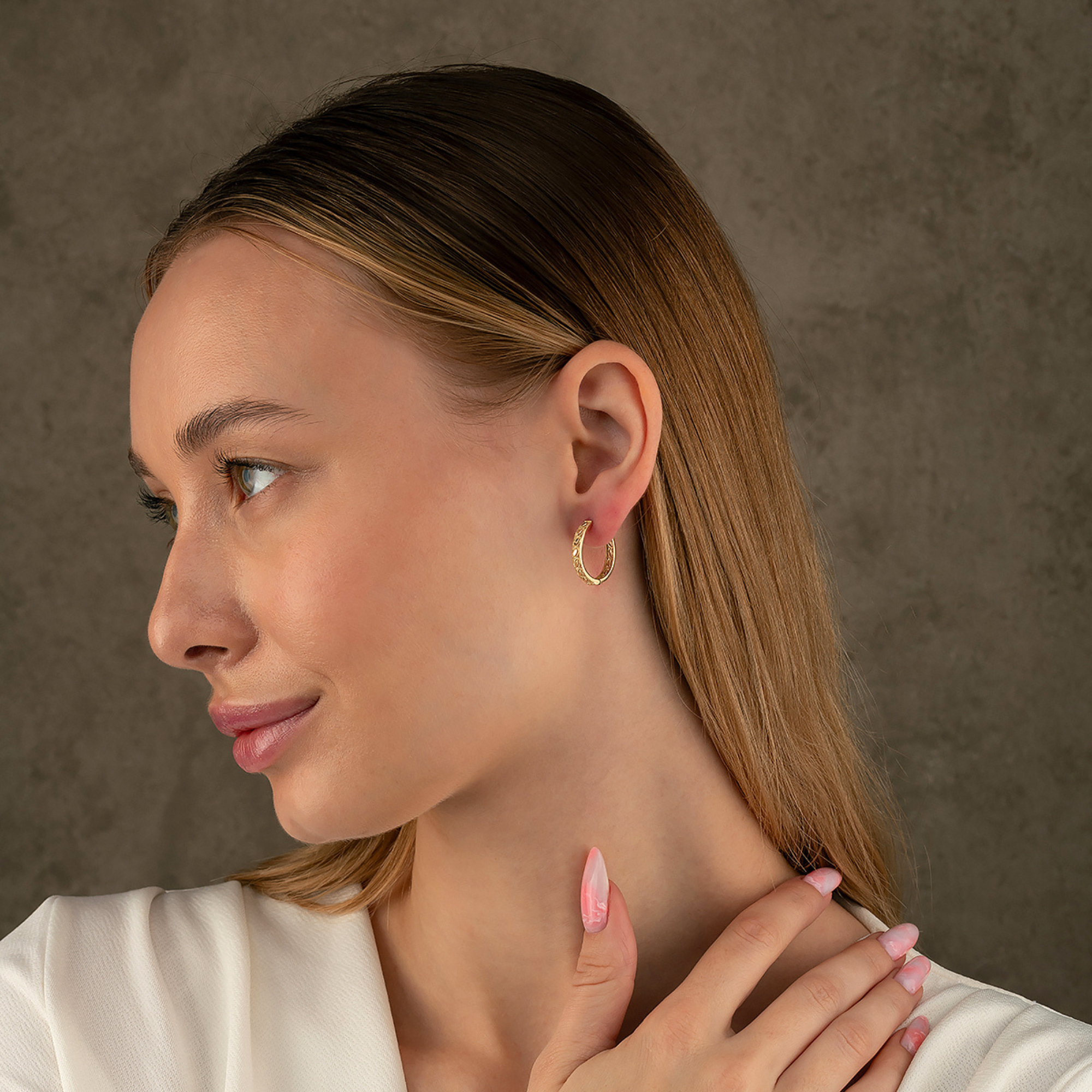 Braided Earrings Huggie Hoop Earrings 14K Solid Gold Ribbed Hoop Earring Three Type of 11.5 mm 13 mm and 15.5 mm