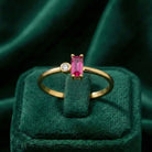 Customized 14K Gold Ruby and Diamond Ring Minimal Rectangle Elegant Gold Jewelry for Women