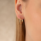 Dainty Earrings 14K Solid Gold | Textured Huggy Hoop Earrings in Yellow Rose & White Gold for Women - Hoop Earrings