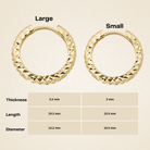 Diamond Cut Hoop Huggies Earrings 14K Solid Gold | Minimal Round Shiny Hoops 10 mm or 14 mm Huggy Hoops for Everyday
