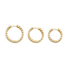 Diamond-Cut Huggie Hoop Earrings 14K Solid Gold | 11.5 mm 13.5 mm 15.7 mm Wide Huggy Hoops for Women - Hoop Earrings