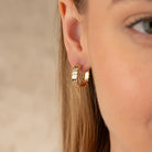 Diamond-Cut Huggie Hoop Earrings 14K Solid Gold | 11.5 mm 13.5 mm 15.7 mm Wide Huggy Hoops for Women - Hoop Earrings