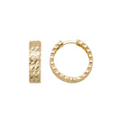 Diamond-Cut Huggie Hoop Earrings 14K Solid Gold | 11.5 mm 13.5 mm 15.7 mm Wide Huggy Hoops for Women - Single Small