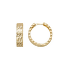 Diamond-Cut Huggie Hoop Earrings 14K Solid Gold | 11.5 mm 13.5 mm 15.7 mm Wide Huggy Hoops for Women - Single Small