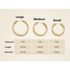 Diamond-Cut Huggie Hoop Earrings 14K Solid Gold | 11.5 mm 13.5 mm 15.7 mm Wide Huggy Hoops for Women - Hoop Earrings