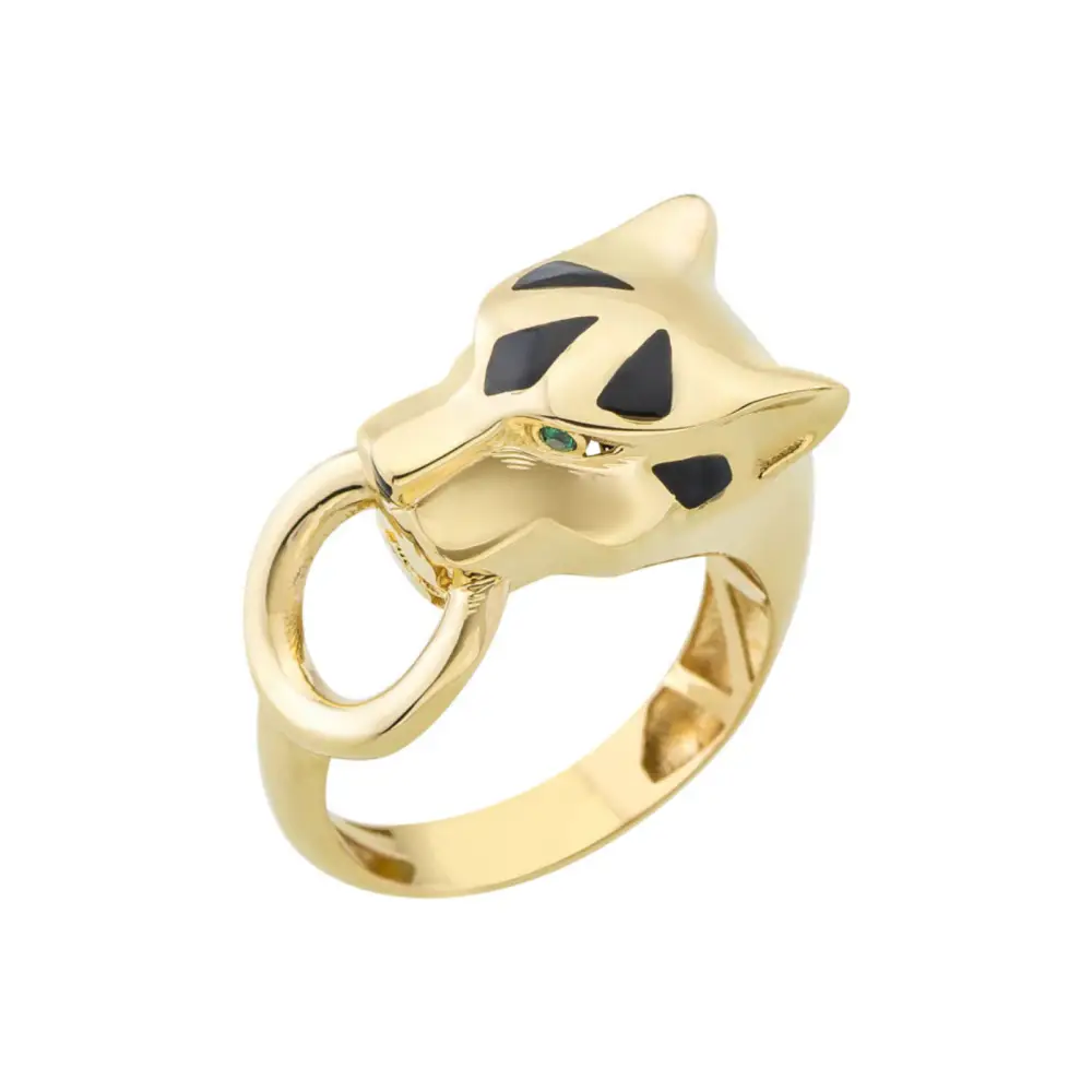 Fancy Panther Ring 14K Solid Gold - 6 1/2 - Rings